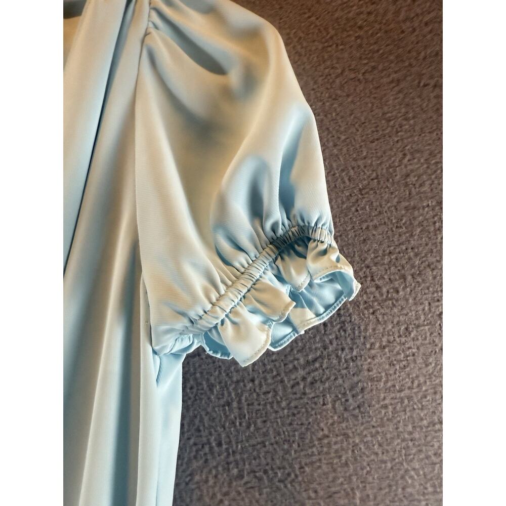 Amanda Uprichard Light Blue Dress XS V Neck Ruffle Smocked Mini Party - Picture 4 of 10